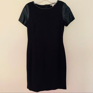 NWOT Faux Leather Sleeve Black Dress Size 6
